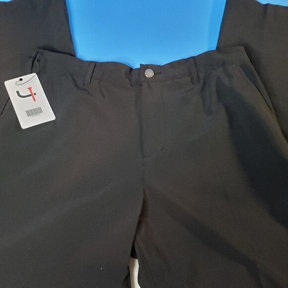 Mens NEW Short Par 4 Black Golf Pants Trousers The Pavin 36x30 - Picture 1 of 12